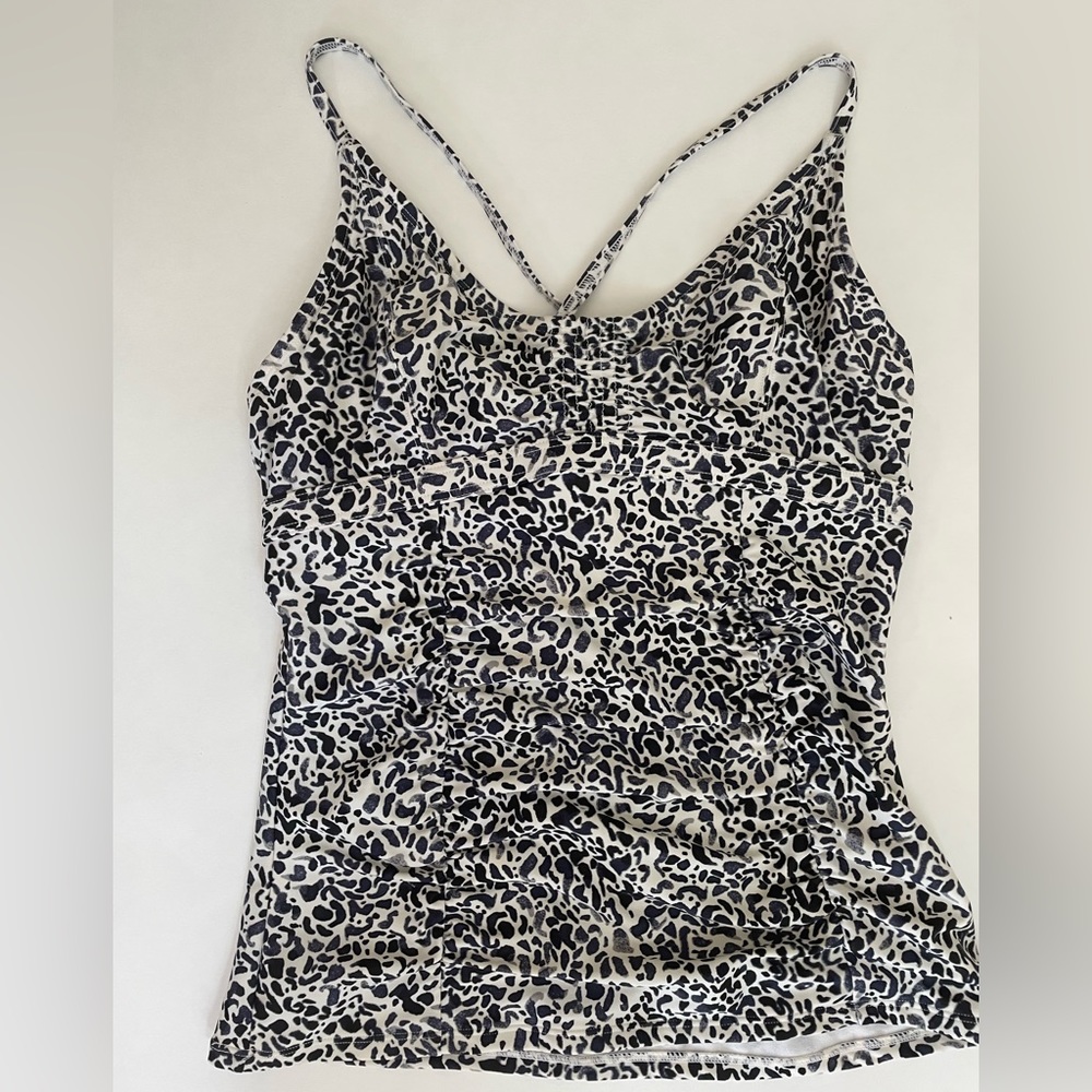 Athleta Zimbabwe blue white tankini underwear swimsuit top 34B 34C